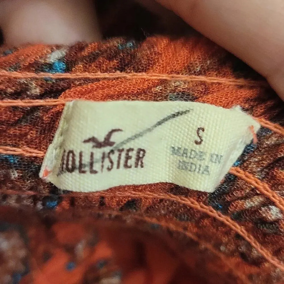 Hollister Orange Tapestry Elastic Waistband Pleated Mini Skirt - Picture 6 of 6